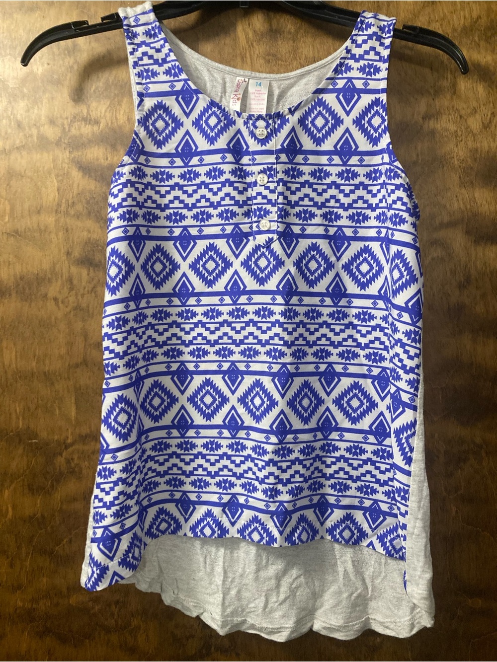 Girls' Blue Geometric Tank Top - Unbranded